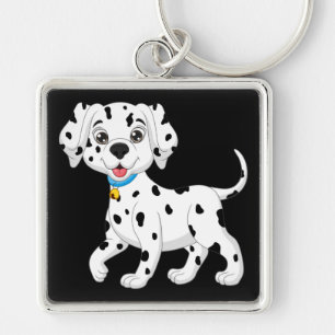 Porte-clés Cadeau de chien mignon Dalmatien noir et blanc