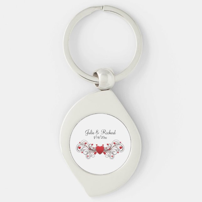 Porte-clés Cadeau de fête de mariage de coeur (Devant)