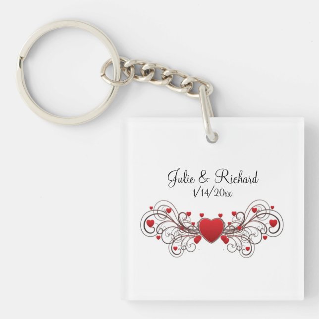 Porte-clés Cadeau de fête de mariage de coeur (Devant)