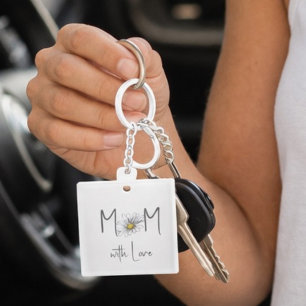 Porte-clés Cadeau de fête des mères simple marguerite à l'aqu