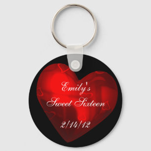 Porte-clés Cadeau de fête Sweet Sixteen cœur rouge