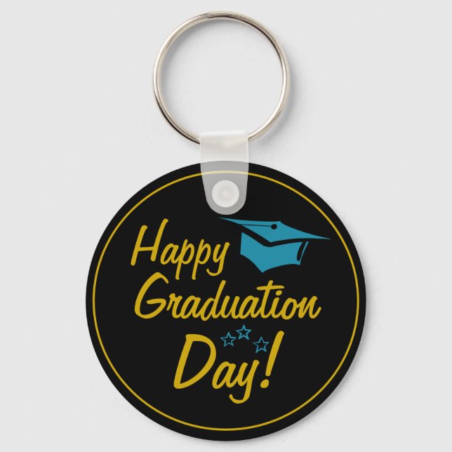 Porte-clés Cadeau de Graduation Noir et Or pour Grads (Recto)