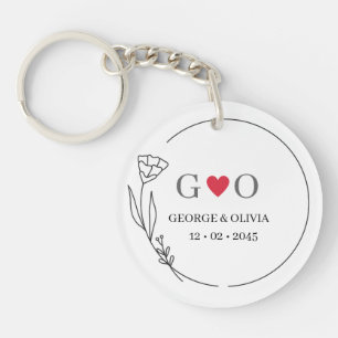 Porte-clés Cadeau de Mariage à Cadre Botanique