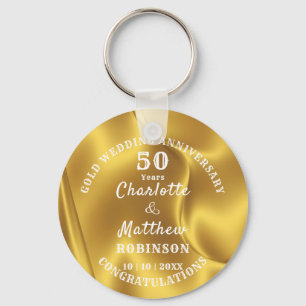 Porte-clés Cadeau de mariage personnalisé en or pour 50e anni