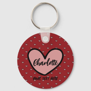 Porte-clés Cadeau de monogramme avec motif de cœur rouge mign