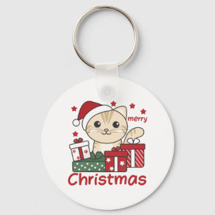 Porte-clés Cadeau de Noël Chat Animaux d'hiver Chats