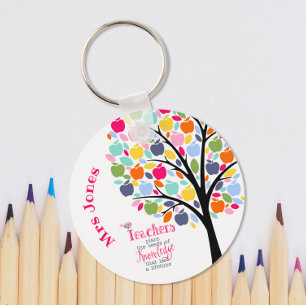 Porte-clés Cadeau de professeur pomme colorée arbre merci