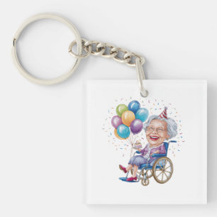 Porte-clés Cadeau drôle d'anniversaire pour grand-mère âgée p