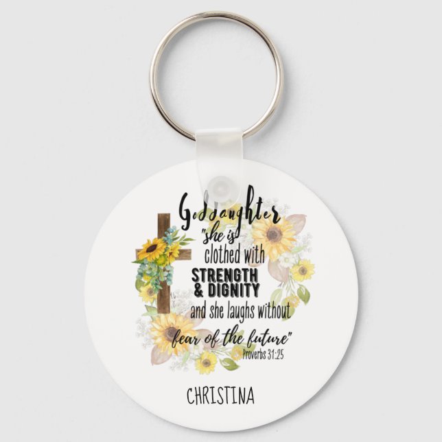 Porte-clés Cadeau Godgirl Ado - Citation Proverbe personnalis (Recto)
