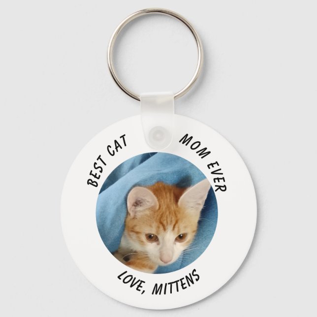 Porte-clés Cadeau Meilleure maman Chat personnalisé Chat Phot (Recto)