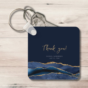 Porte-clés Cadeau métal bleu or pour 50e anniversaire