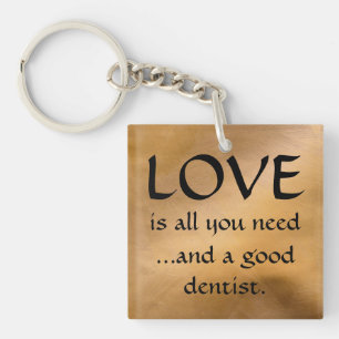 Porte-clés cadeau métallisé satin vintage dentiste