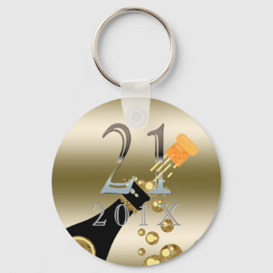 Porte-clés Cadeau personnalisé 21e anniversaire   Argent Cham