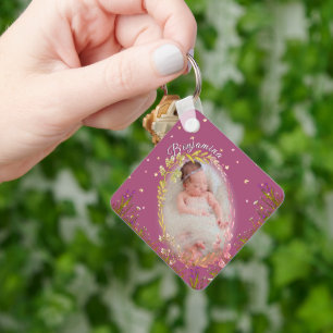 Porte-clés Cadeau personnalisé au nom de bébé fille avec fleu