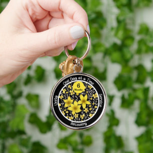 Porte-clés Cadeau Personnalisé de Jalons de Sobriété à Fleurs