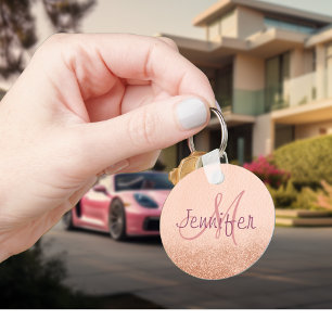 Porte-clés Cadeau personnalisé rose Gold Ombre Monogram