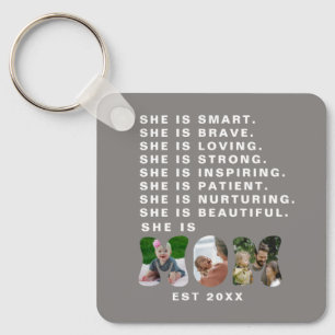 Porte-clés Cadeau photo de nouvelle maman avec affirmation pe