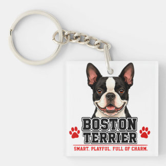 Porte-clés 🐾 Cadeau pour amateur de Boston Terrier🐾