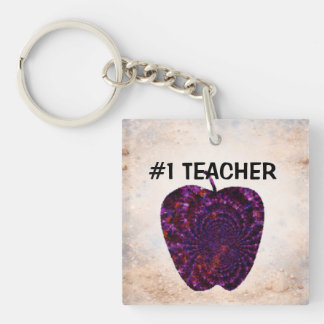 Porte-clés Cadeau pour l'enseignant Pomme Violette