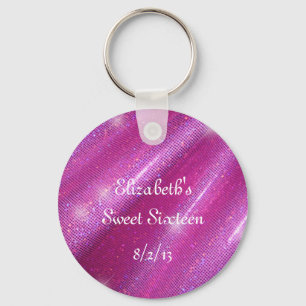 Porte-clés Cadeau Rose, Faux Paillettes, Sweet Sixteen