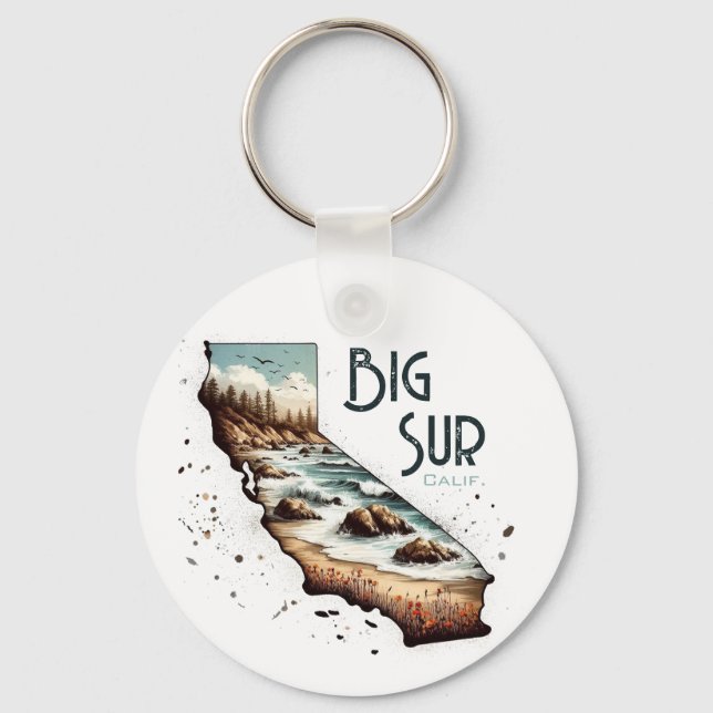 Porte-clés Cadeau souvenir Big Sur California (Recto)