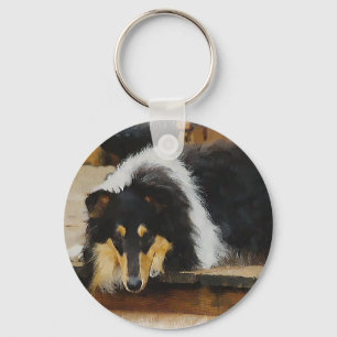 Porte-clés Cadeaux Collier Tri-Color Rough Collie