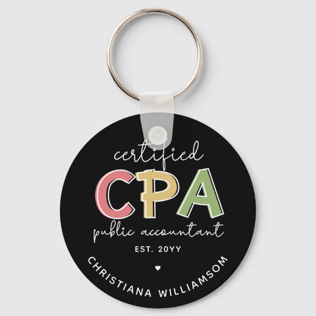 Porte-clés Cadeaux comptables publics certifiés CPA personnal (Recto)