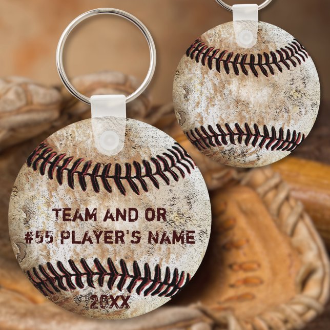 Porte-clés Cadeaux de baseball PERSONNALISÉS pour les joueurs (Cool Vintage look, Personalized Baseball Team Gifts. Nice, Gifts for Baseball Lovers and Coaches.)