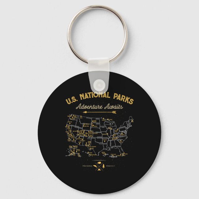 Porte-clés Cadeaux de carte des 62 parcs nationaux Parc améri (Recto)