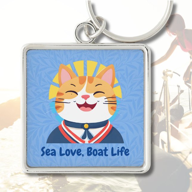 Porte-clés Cadeaux de chats mignons nautiques pour les propri (Nautical Cute Cat Gifts for Boat Owners Sailors)