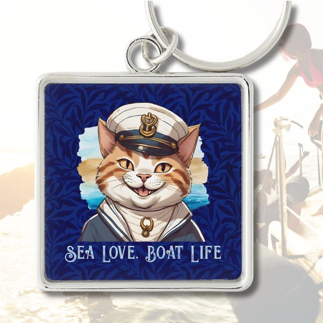 Porte-clés Cadeaux de chats nautiques pour les propriétaires  (Nautical Cat Gifts for Boat Owners Sailors Boater)