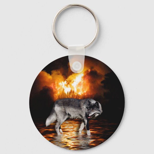 Porte-clés Cadeaux de loup gris "survivant" (Recto)