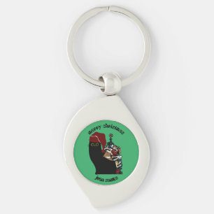 Porte-clés cadeaux de Noël de chat, nom personnalisé