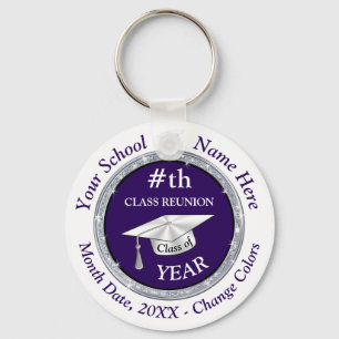 Porte-clés Cadeaux De Réunion Personnalisés, Violet, Blanc