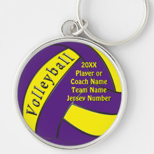 Porte-clés Cadeaux de volley-ball violet et jaune personnalis