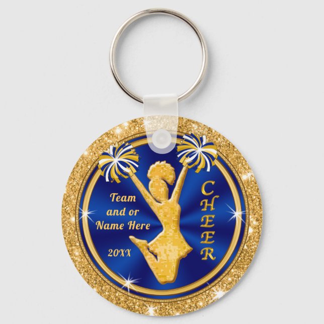Porte-clés Cadeaux d'équipe Bleu et Or, PERSONNALISÉS (Recto)