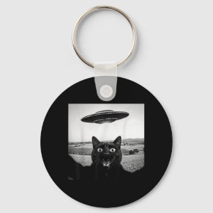 Porte-clés Cadeaux drôles pour hommes Chat Noir Selfie Ufo Al