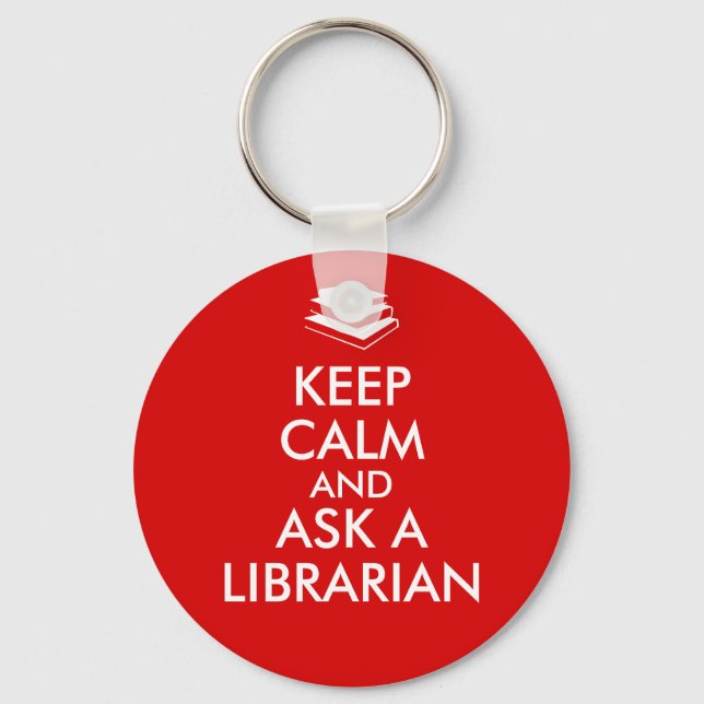 Porte-clés Cadeaux du bibliothécaire Garder le calme Demander (Recto)