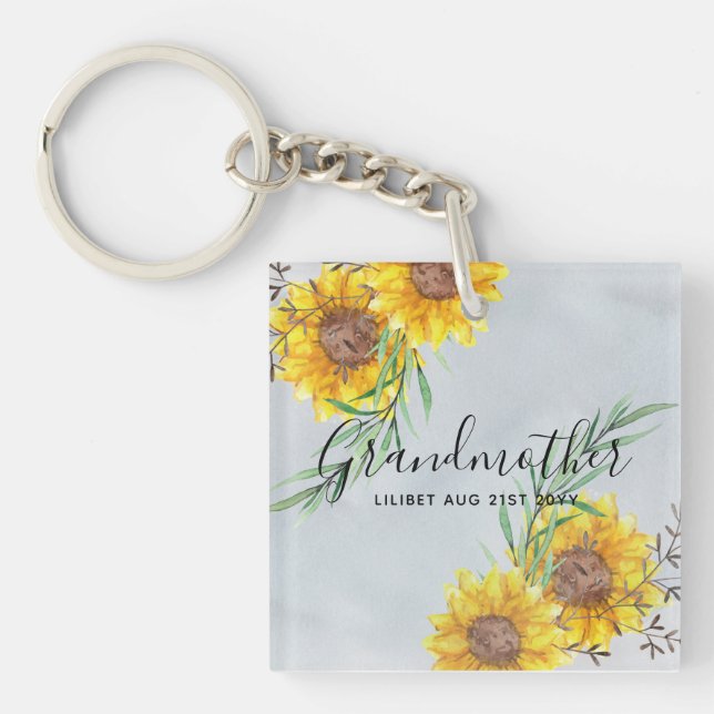 Porte-clés Cadeaux GRANDMA - Tournesol Thème Personnalisé (Devant)