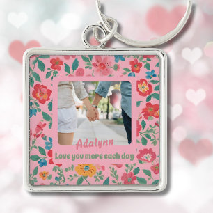 Porte-clés Cadeaux personnalisés de photos florales Valentine