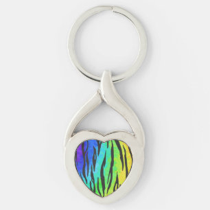 Porte-clés Cadeaux Tiger noir et arc-en-ciel