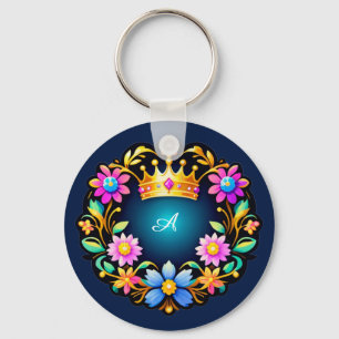 Porte-clés Cadre floral de couronne royale