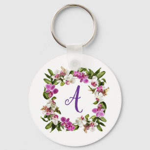 PORTE-CLÉS CADRE FLORAL D'ORCHIDEE