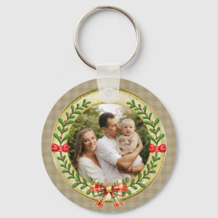 Porte-clés Cadre photo personnalisé et couronne de Noël