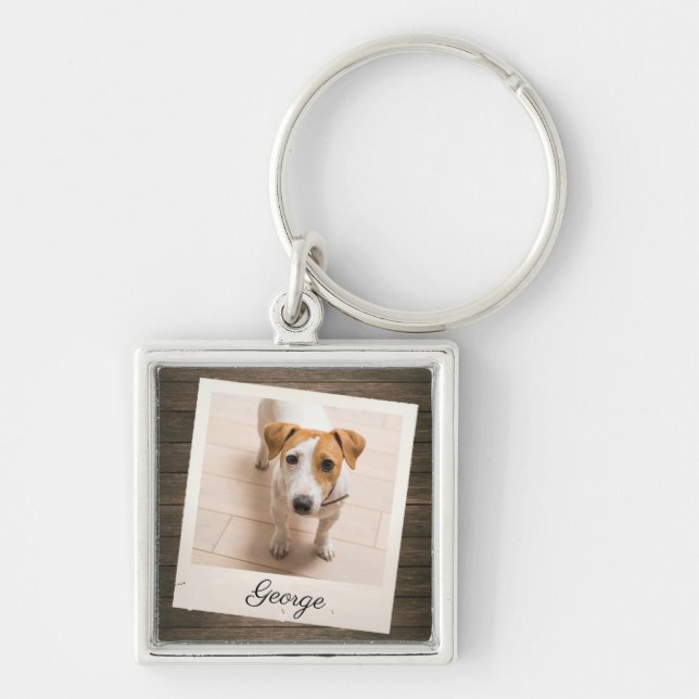 Porte-clés Cadre photo pour animaux de compagnie Bois rustiqu (Devant)