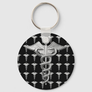 Porte-clés Caducée Médicale argenté
