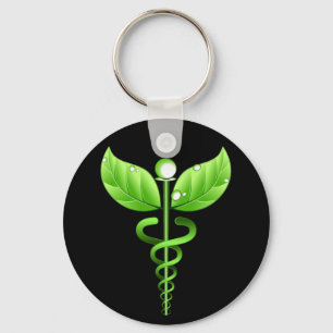 Porte-clés Caducs verts Médecine alternative Médicale Noir