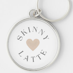 Porte-clés Café Latte Mince Cœur Neutre, Idée Cadeau pour Ama