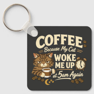 Porte-clés Café parce que le chat m'a réveillé