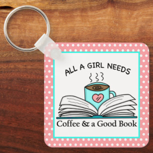 Porte-clés Café personnalisé et bon livre